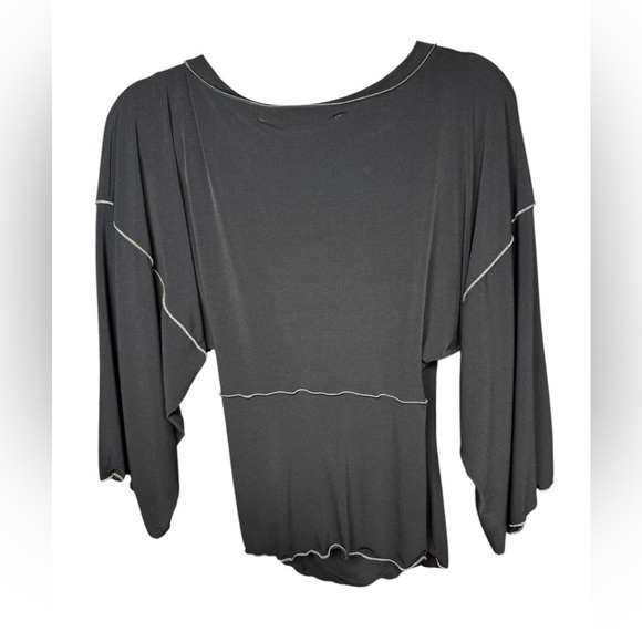 Max Studio Black  shirt blouse Stretchy long sleeves Cross over Size‎ S - Picture 3 of 10